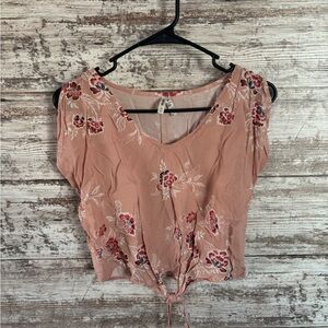 Mudd Blush Pink Floral Blouse